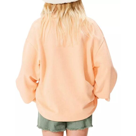 Roxy Girls Peach Parfait Lineup Crewneck Terry Sweatshirt Size XL - Picture 2 of 6